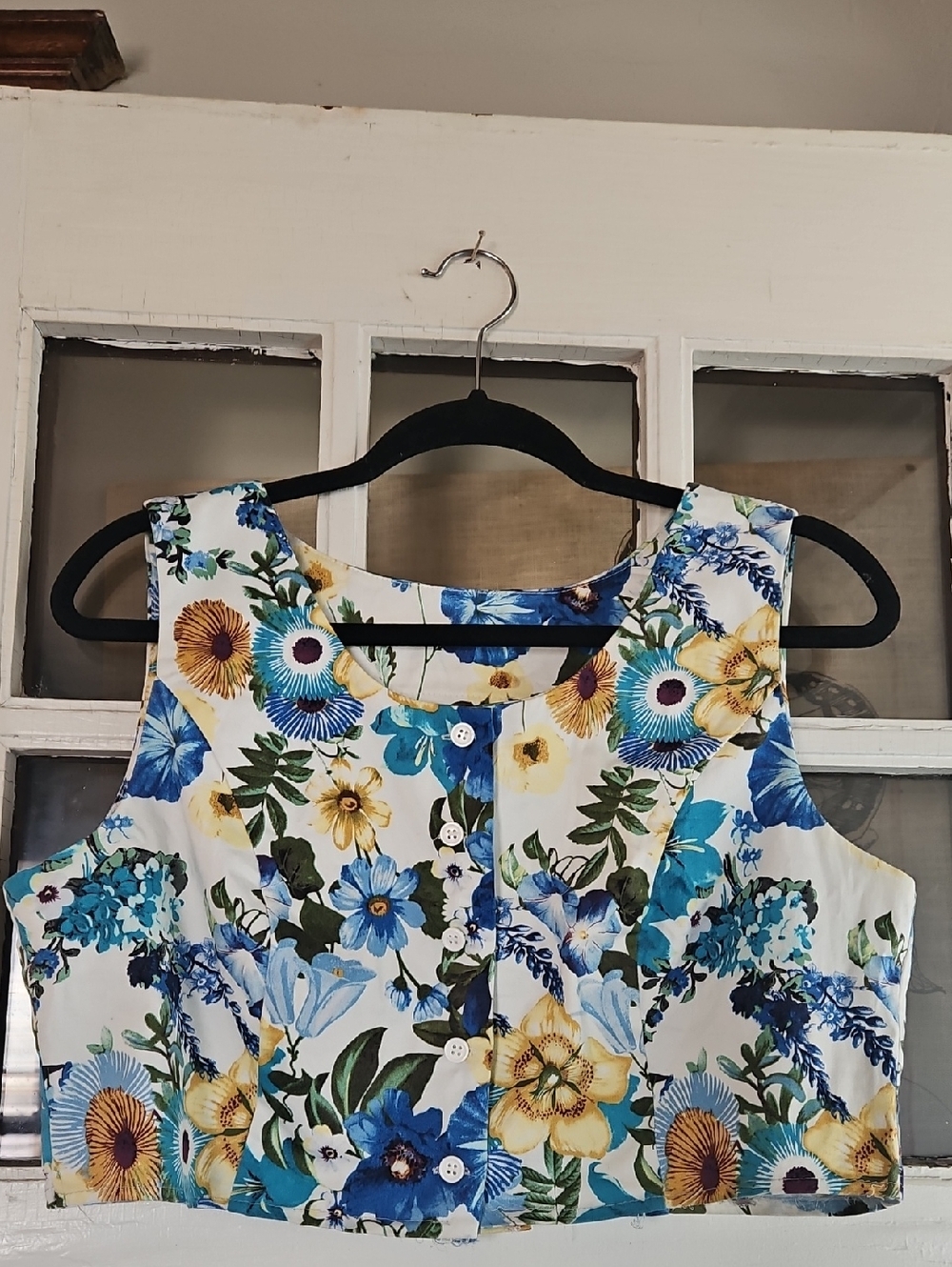 Floral Hand Made Vest/crop Top